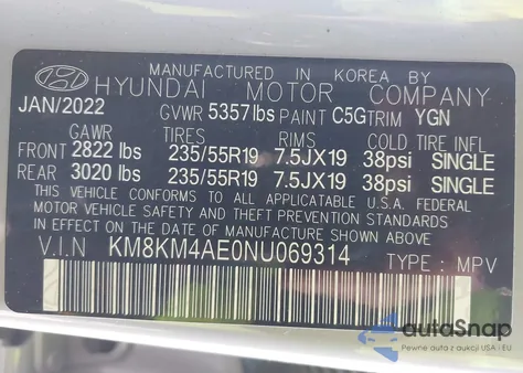 2022 Hyundai Ioniq 5 Se из США, поврежденный, VIN KM8KM4AE0NU069314